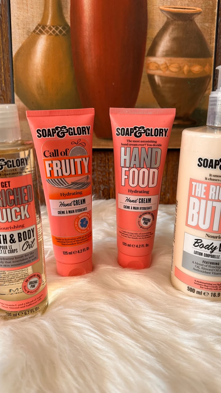 Soap & Glory Hand Food and Call of Fruity hydrating hand creams, 125ml tubes