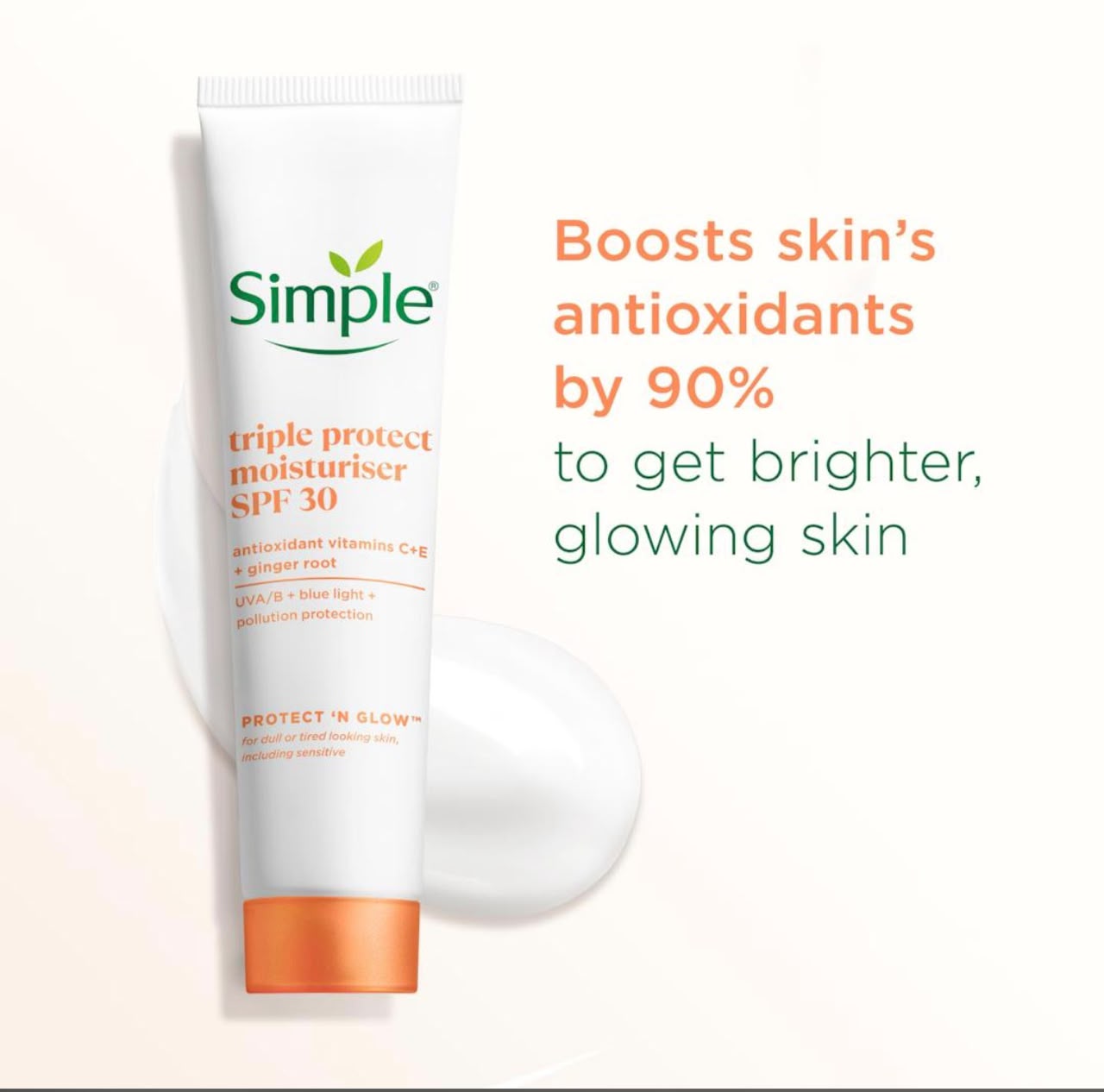 Simple Protect N Glow triple protect moisturiser SPF 30 tube