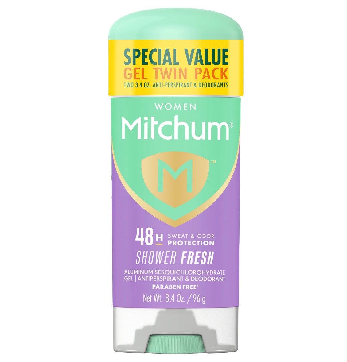 Mitchum Women Shower Fresh anti-perspirant gel twin pack, 3.4 oz