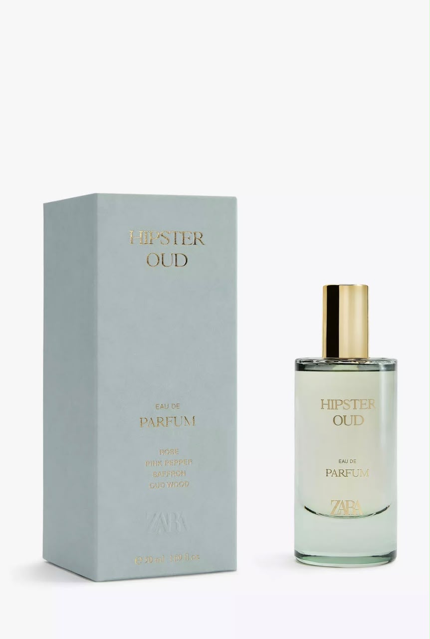 Zara Hipster Oud eau de parfum with its pale green box